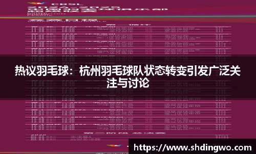 热议羽毛球：杭州羽毛球队状态转变引发广泛关注与讨论